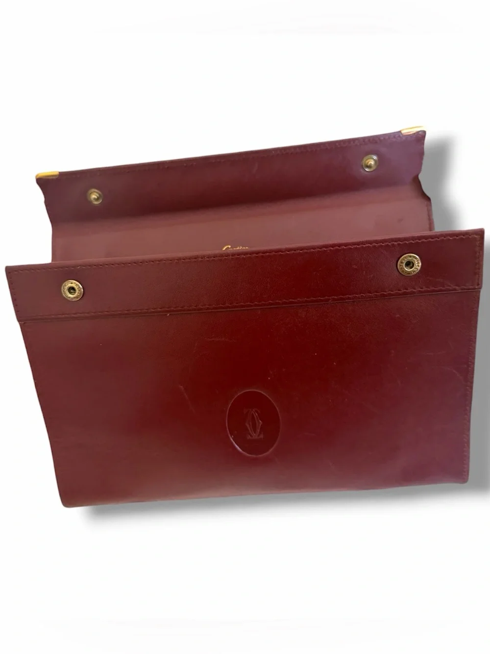 CARTIER Le Must de Cartier Clutch & Chain Shoulder Bag Double Snap Closure